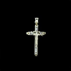 Real 10K Yellow Gold Diamond Cut Cross Pendant